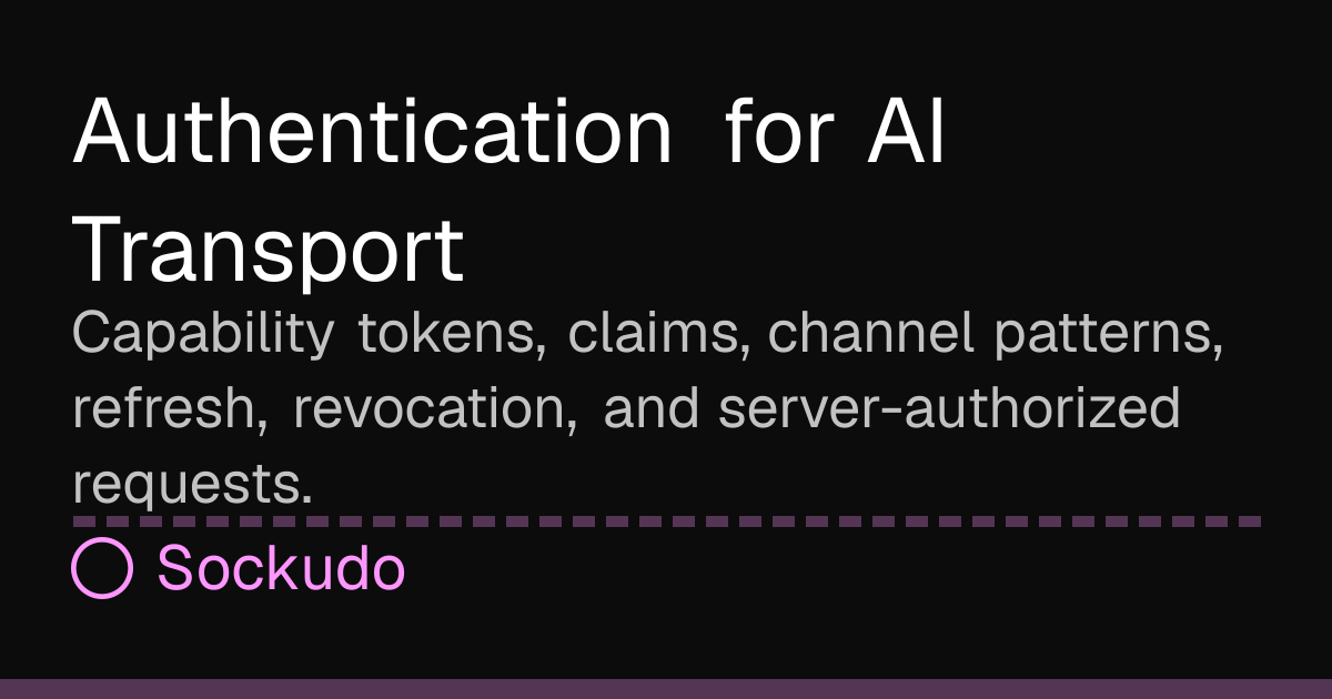 Authentication for AI Transport | Sockudo Docs