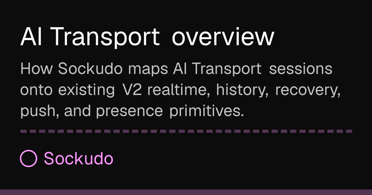 AI Transport overview | Sockudo Docs