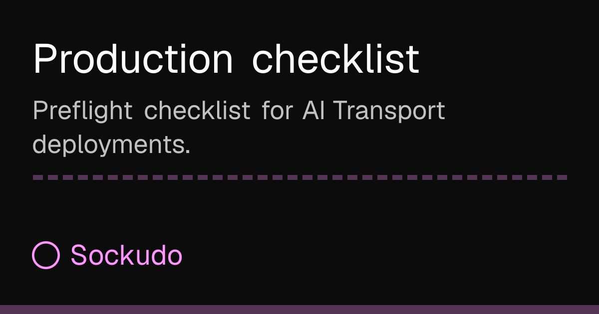 Production checklist | Sockudo Docs