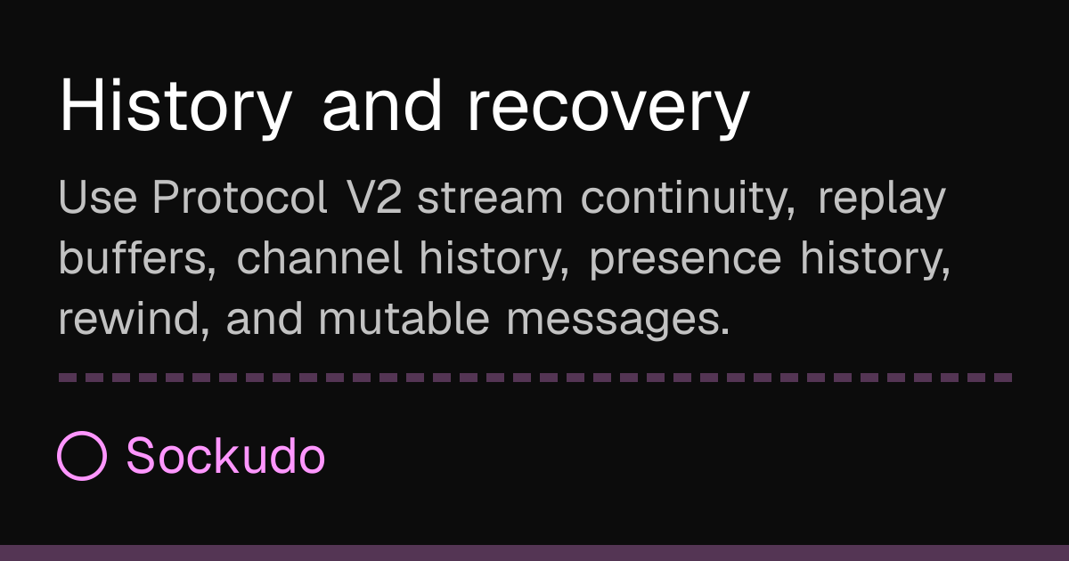 History and recovery | Sockudo Docs